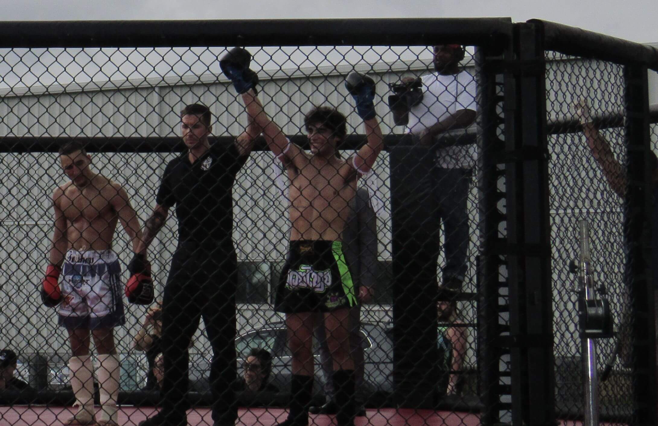 Martial arts student in cage match